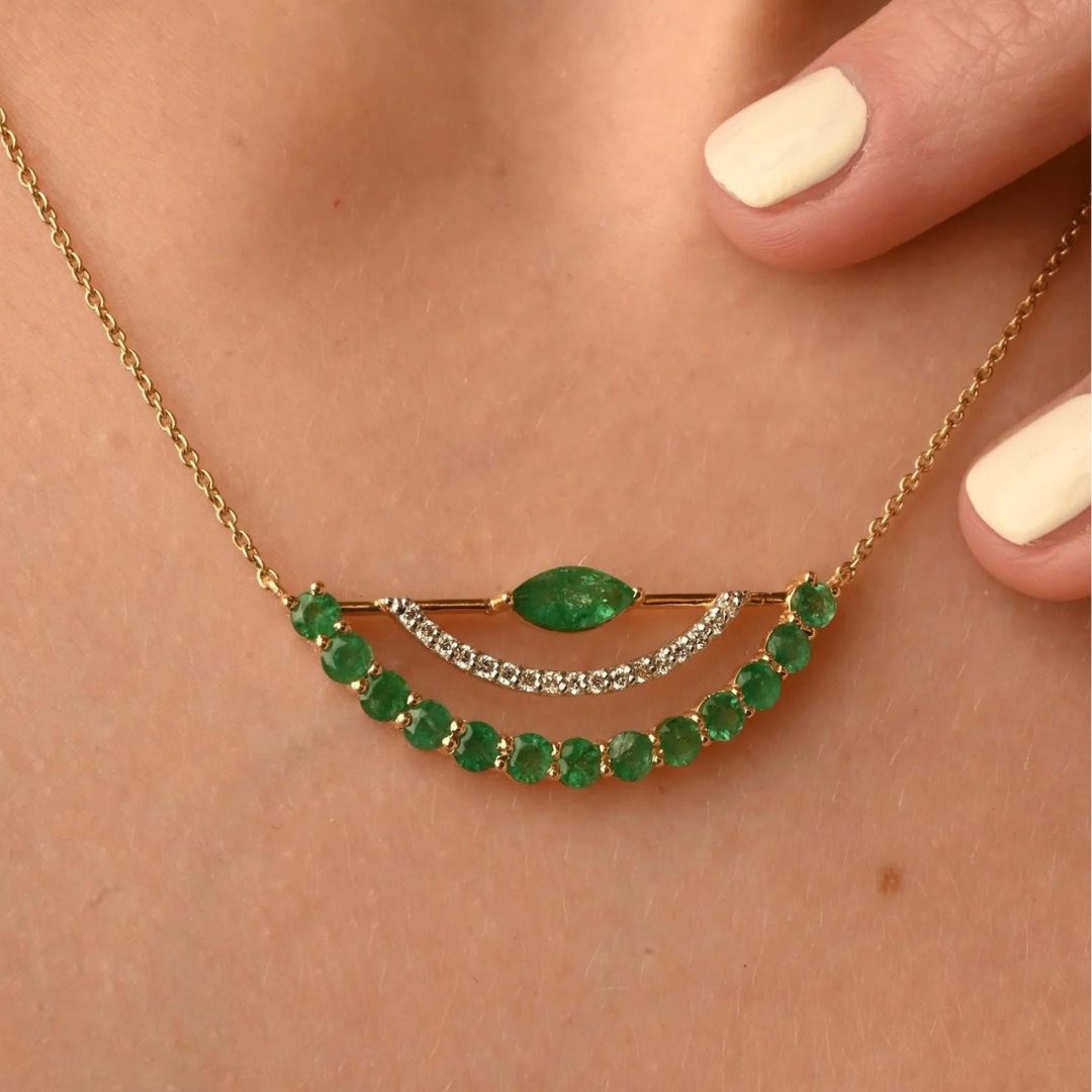 14K Emerald Pendant Necklace
