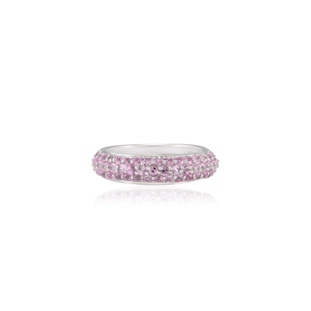 18K Pink sapphire Dome Style Band