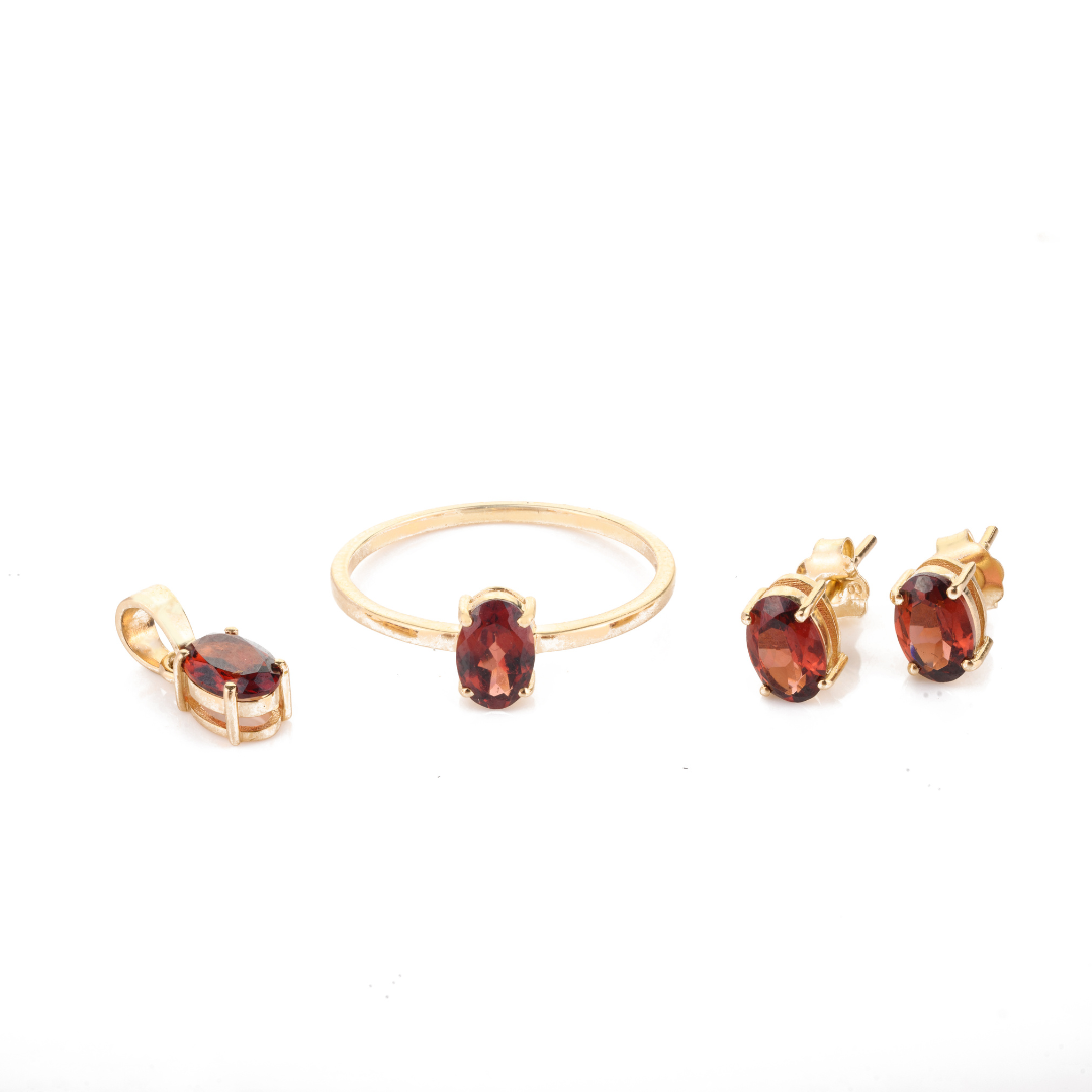 18K Gold Garnet Combo Jewelry Set - vrjewels-us