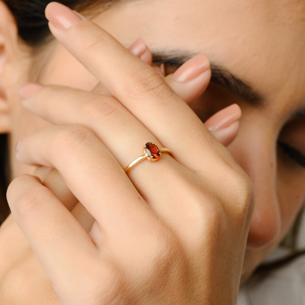 18K Gold Garnet Combo Jewelry Set Image