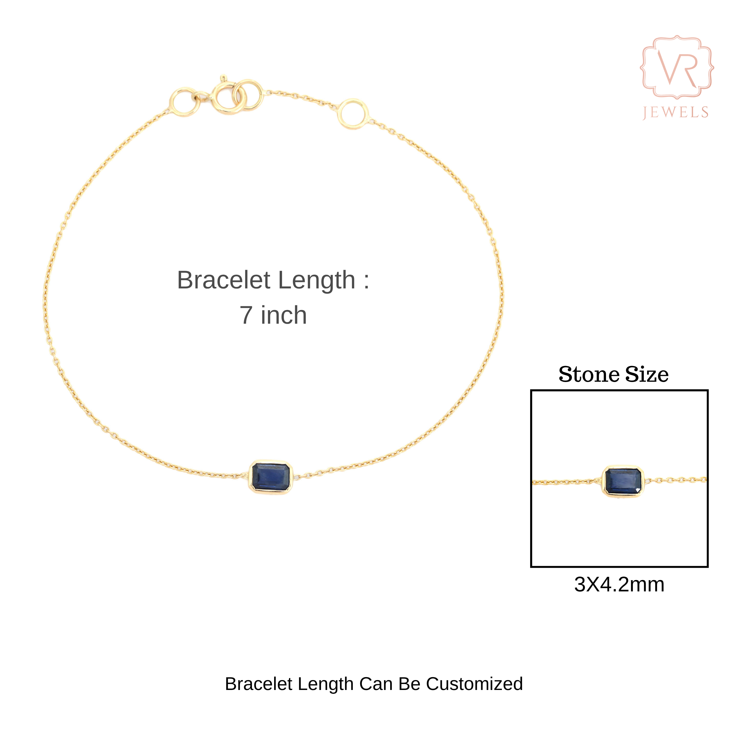 14K Roman Style Genuine Sapphire Bracelet Gift For Thanksgiving