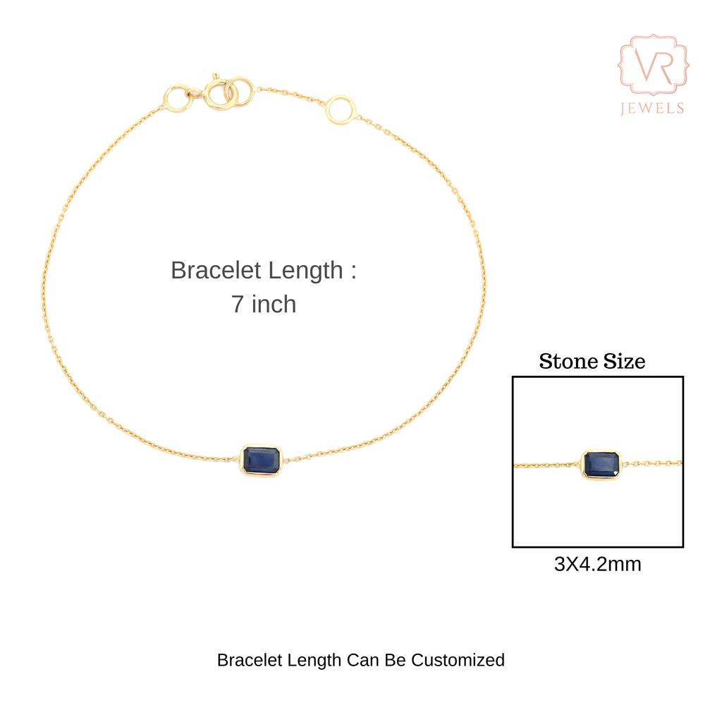 14K Roman Style Genuine Sapphire Bracelet Gift For Thanksgiving Image