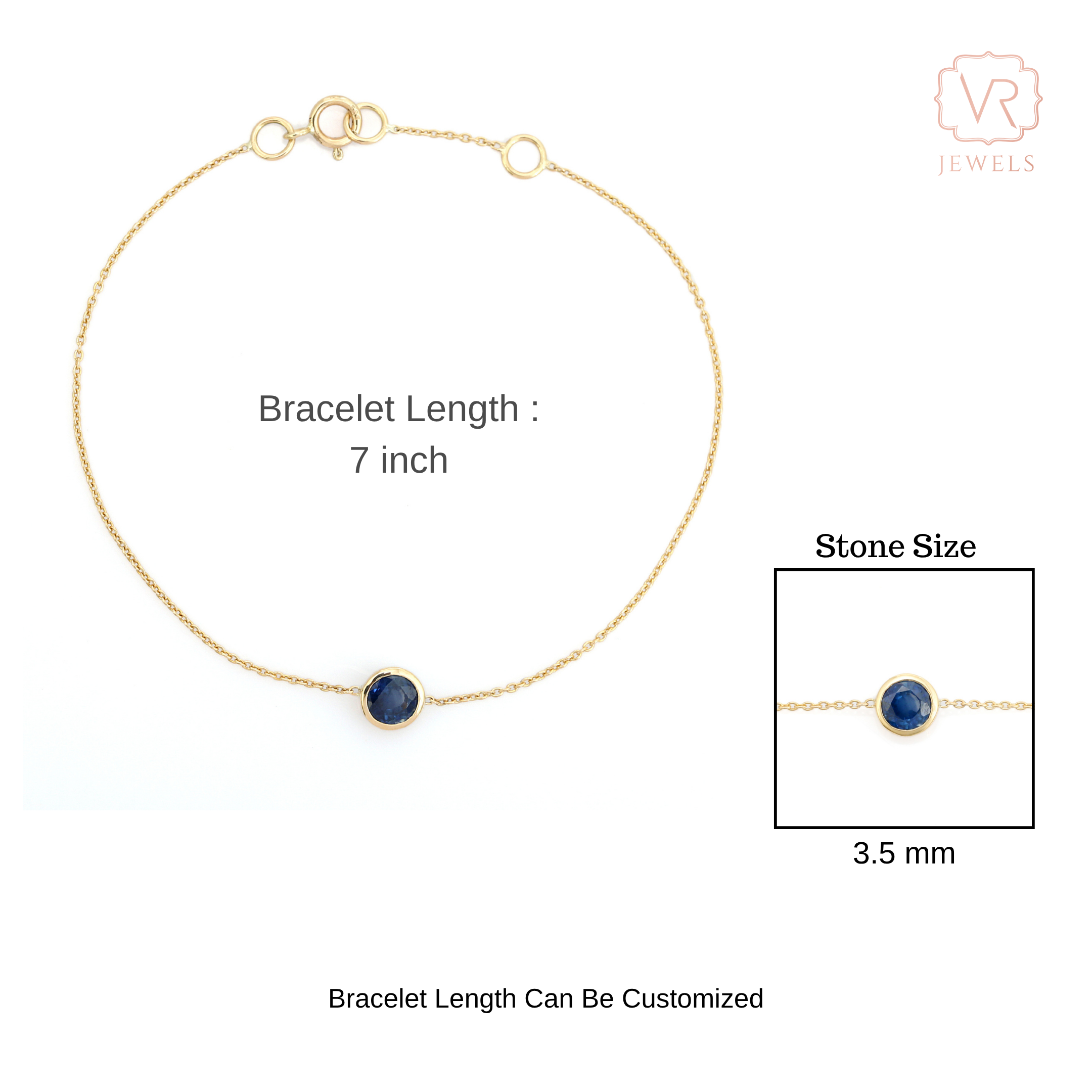 14K Blue Sapphire Classic Dainty Chain Bracelet