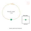 14K Classic Emerald Halo Diamond Heart Bracelet Thumbnail