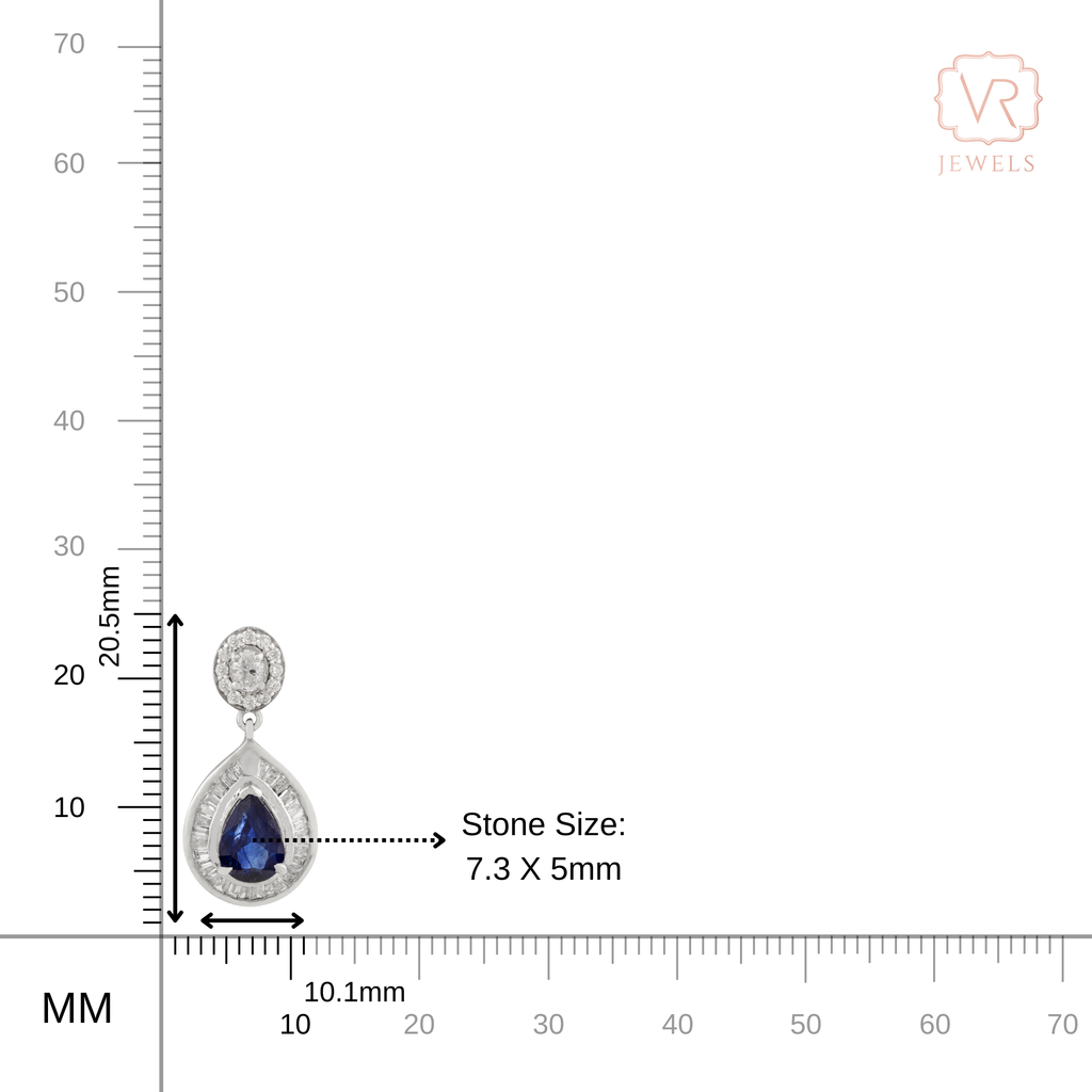 14K Pear Sapphire Diamond Cluster Drop Earrings Image