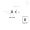 18K Gold Halo Diamond 1.36ct Octagon Emerald Stud Earrings Thumbnail