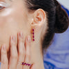 14K Gold Ruby Diamond Dangle Earrings Thumbnail