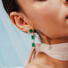 18K Gold Octagon Cut Emerald Diamond Drop Earrings Thumbnail