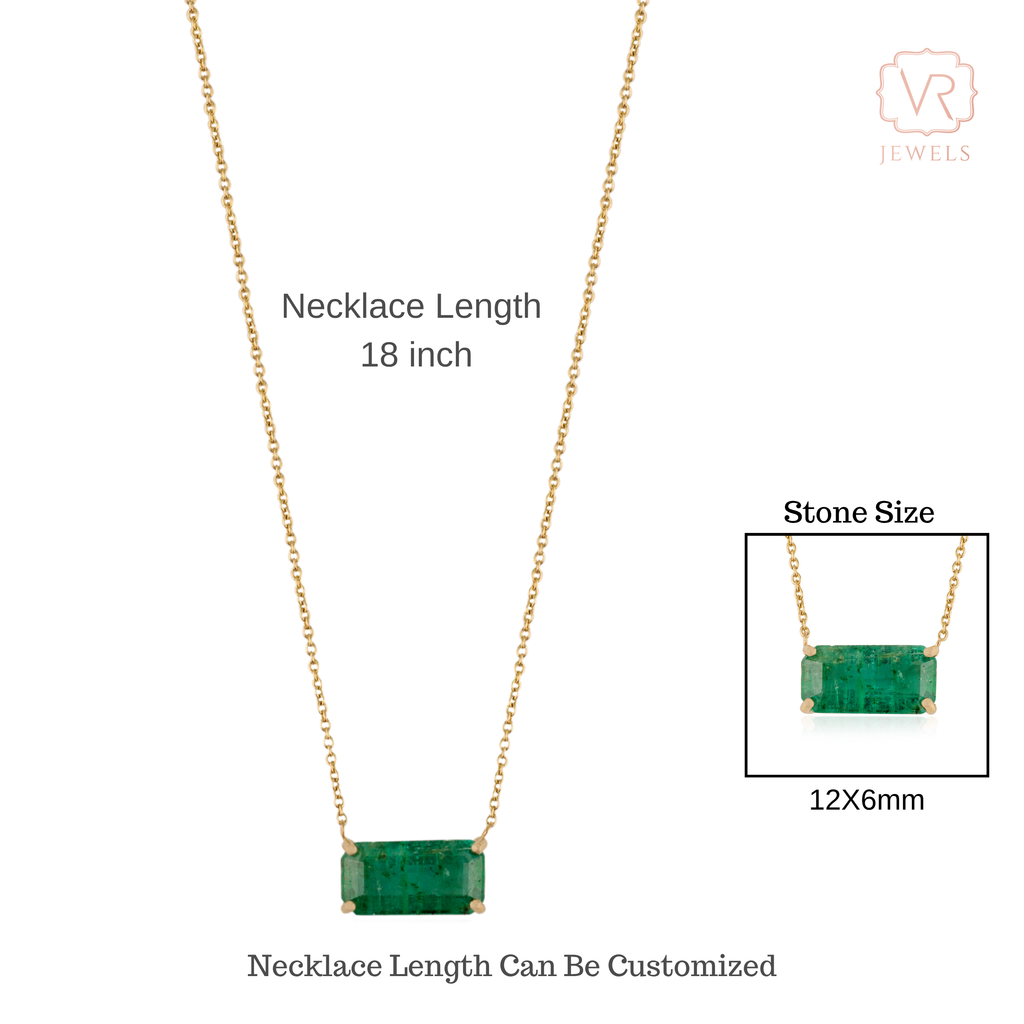14K Prong Set 2.41 Ct Emerald East West Necklace Image