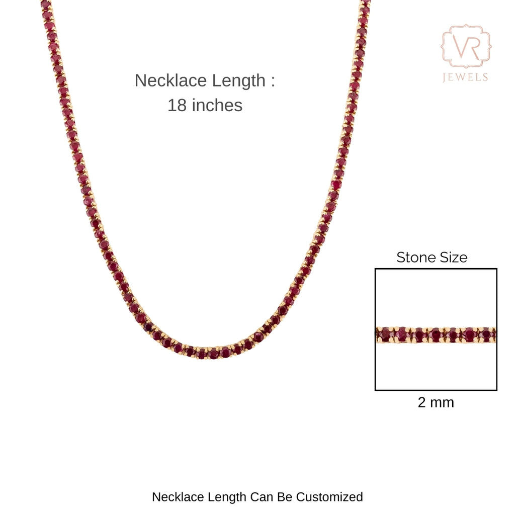 14K Gold Round Ruby 8.54 Carat Contemporary Tennis Necklace Image