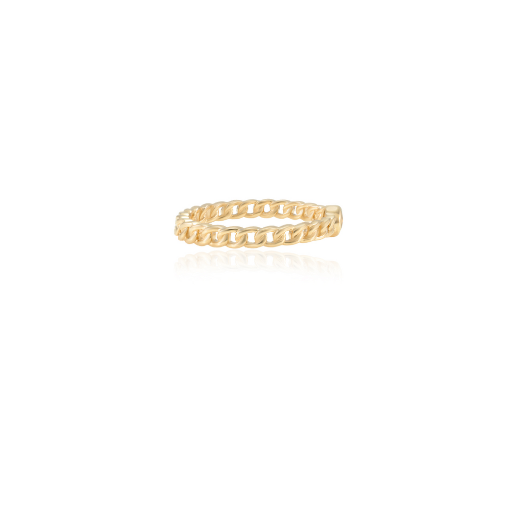 14K Gold Round Citrine Chain Ring Image