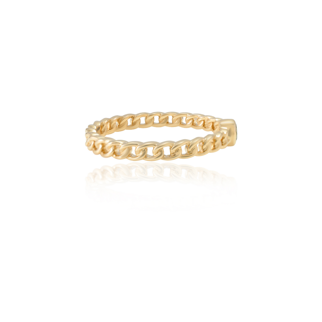 14K Peridot Solid Link Chain Ring Image
