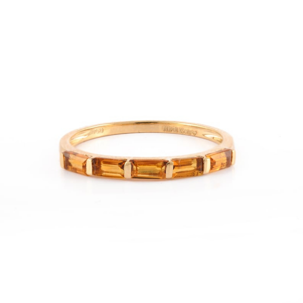 18K Citrine Baguette Birthstone Ring Image