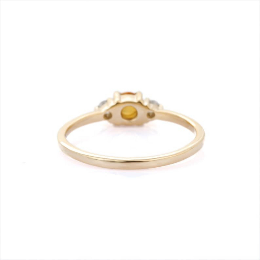 14K Gold Cabochon Citrine and Diamond Ring Image