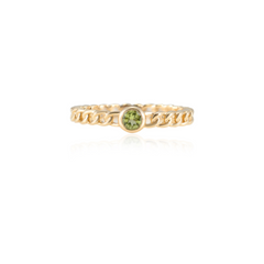 14K Peridot Solid Link Chain Ring