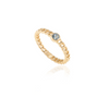 14K Gold Blue Topaz Solid Chain Ring Thumbnail