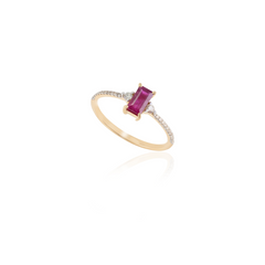 14K Gold Baguette Ruby and Diamond Wedding Ring