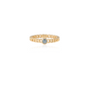 14K Gold Blue Topaz Solid Chain Ring Thumbnail