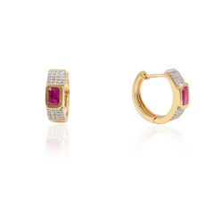 14k Gold Ruby Diamond Earrings