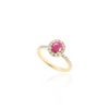 14K Gold Oval Ruby and Halo Diamond Ring Thumbnail