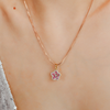 18K Gold Pink Sapphire Cherry Blossom Flower Pendant Thumbnail
