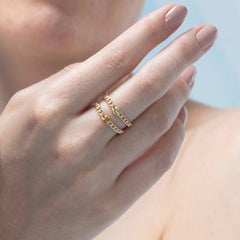 14K Peridot Solid Link Chain Ring