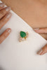 18K Solid Yellow Gold  8.88 Carat Carved Leaf Emerald Brooch Pin Thumbnail
