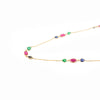 18K Solid Yellow Gold Multi Gemstone Station Necklace Thumbnail