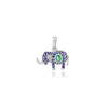 14K Solid White Gold Art Deco Emerald & Blue Sapphire Elephant Pendant Thumbnail