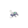 14K Solid White Gold Art Deco Emerald & Blue Sapphire Elephant Pendant Thumbnail