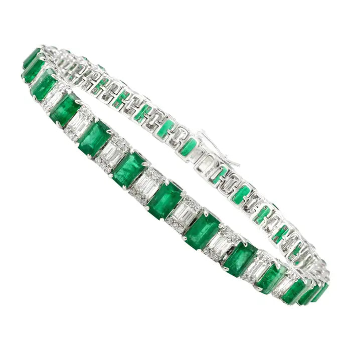 18K Gold Emerald Diamond Tennis Bracelet