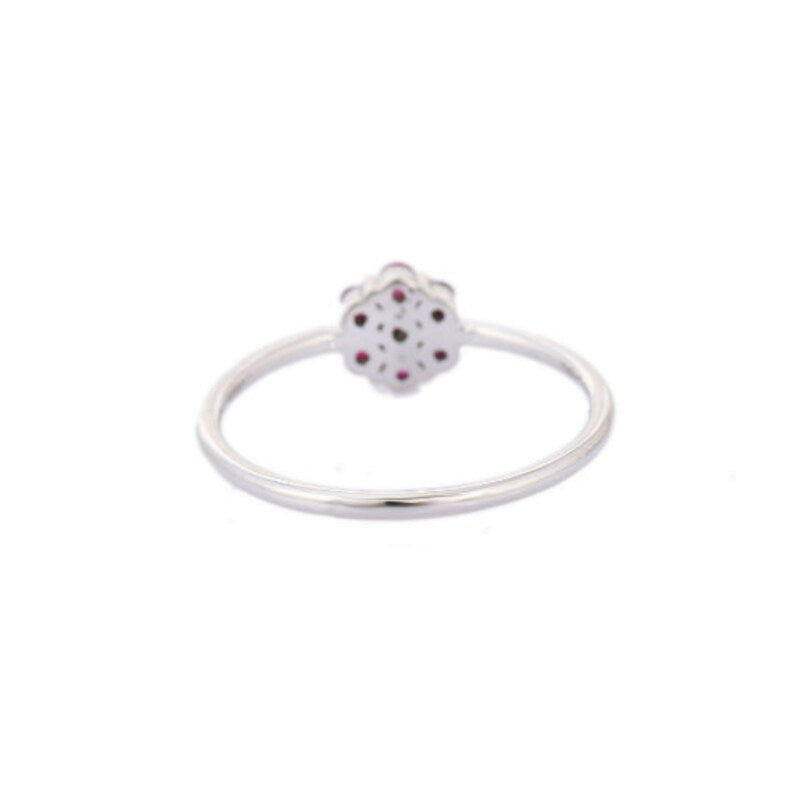 14K White Gold Floral Ruby Ring - vrjewels-us