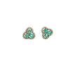 14K Gold Trinity Emerald Halo Diamond Studs Thumbnail