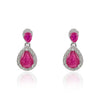 Pear Cut Ruby Diamond Dainty Dangling Earrings Thumbnail