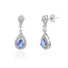14K White Gold Sapphire Diamond Drop Earrings Thumbnail