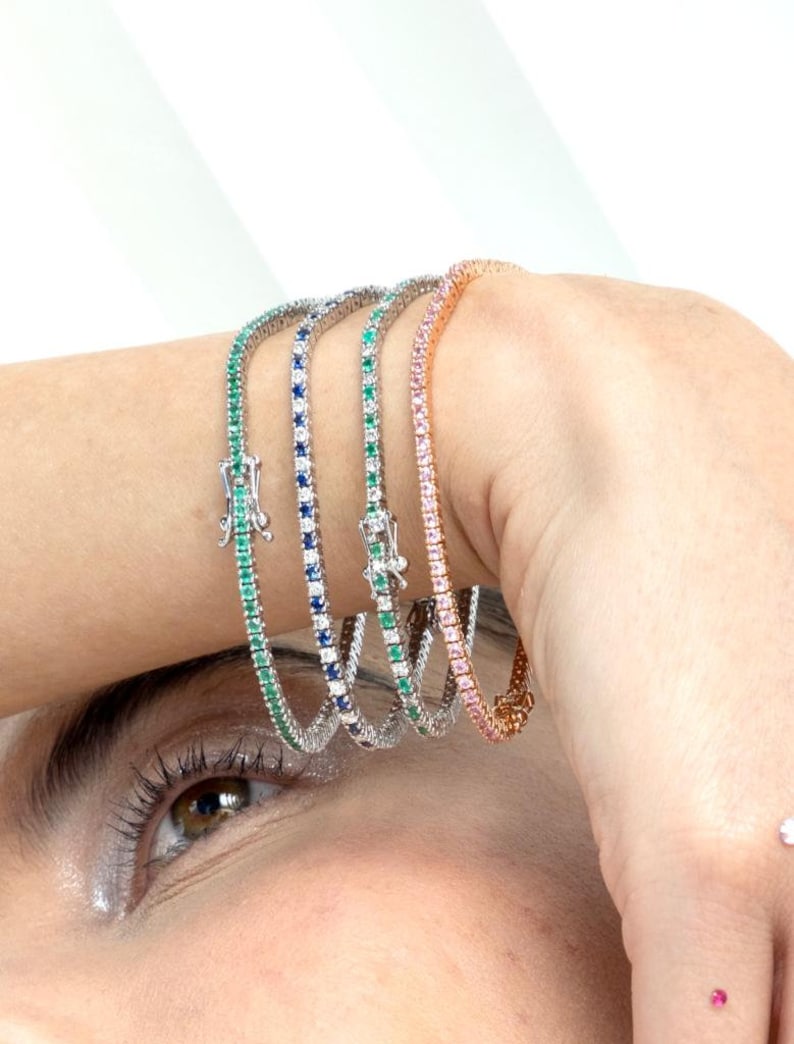 18K Gold Sapphire & Diamond Sleek Bracelet