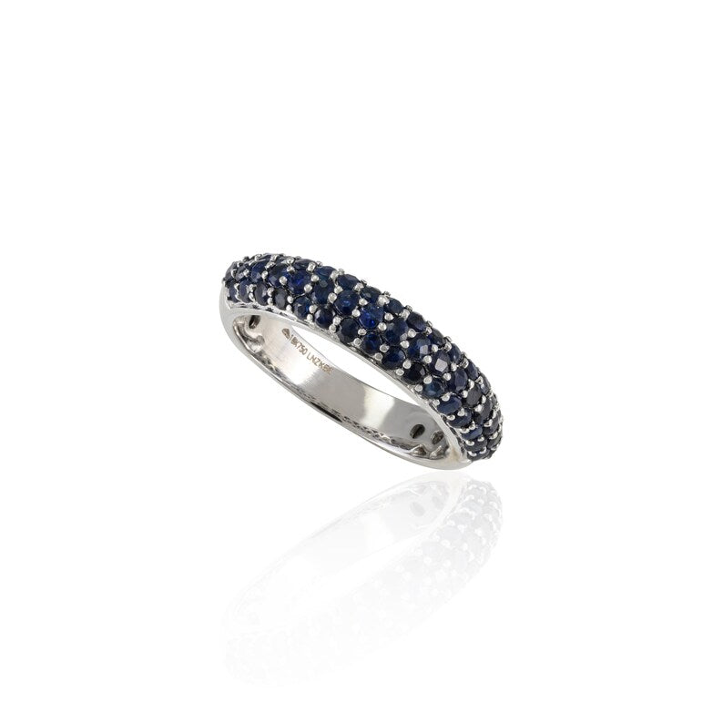 18K Gold Blue Sapphire Dome Style Band
