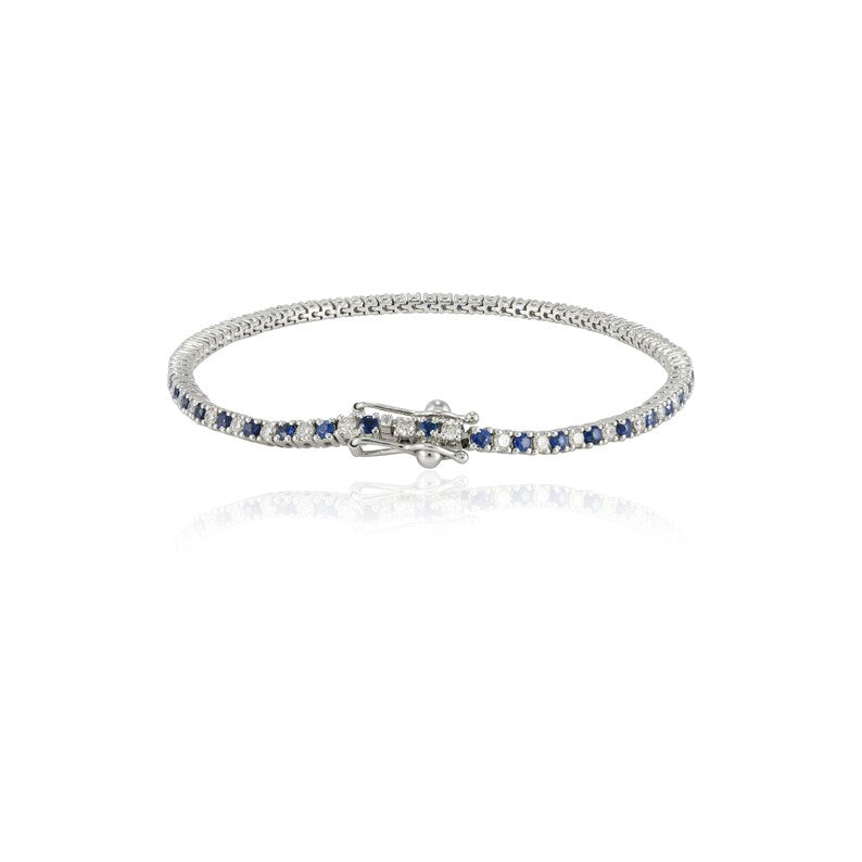 18K Gold Sapphire & Diamond Sleek Bracelet Image