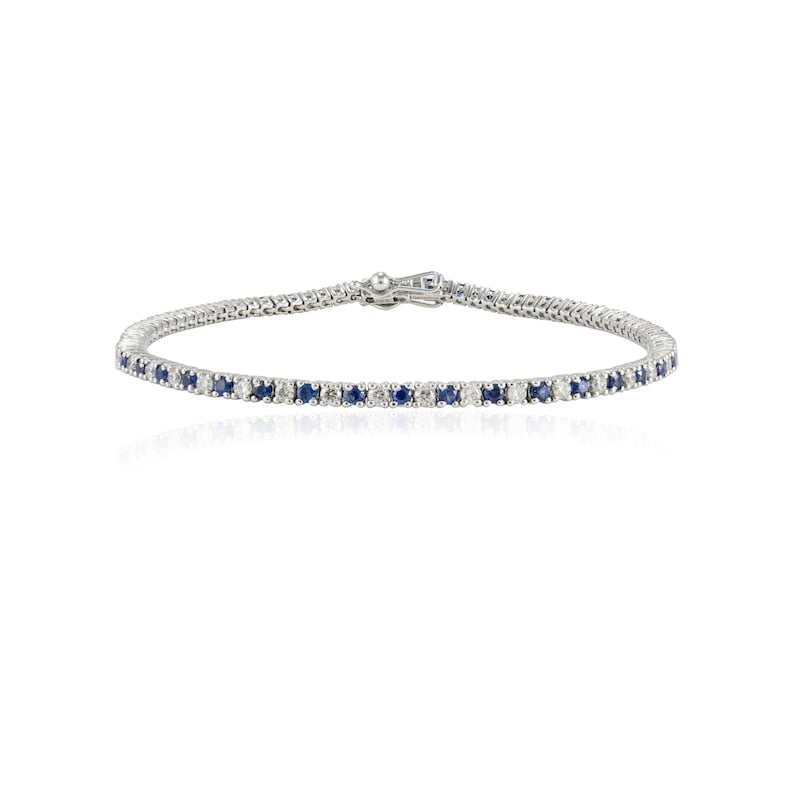 18K Gold Sapphire & Diamond Sleek Bracelet
