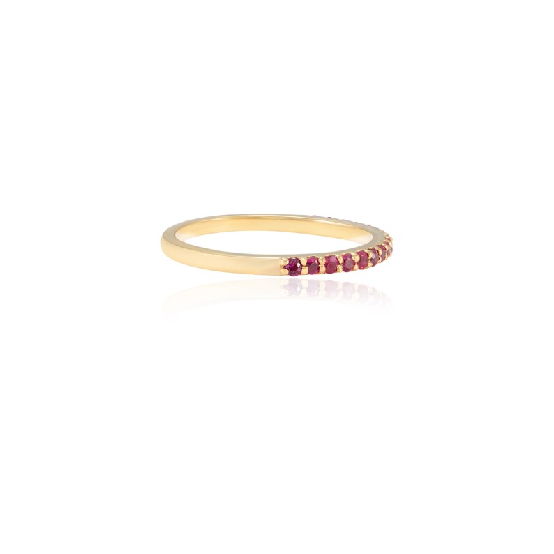 18K Gold Ruby Stackable Half Eternity Band Image