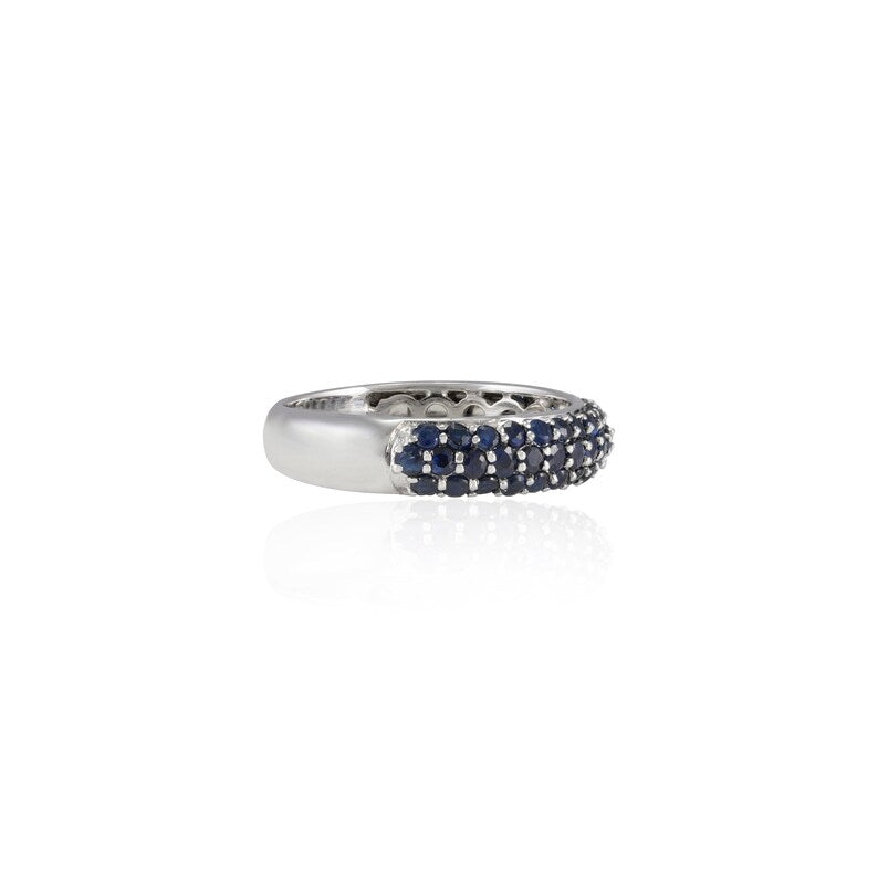 18K Gold Blue Sapphire Dome Style Band Image