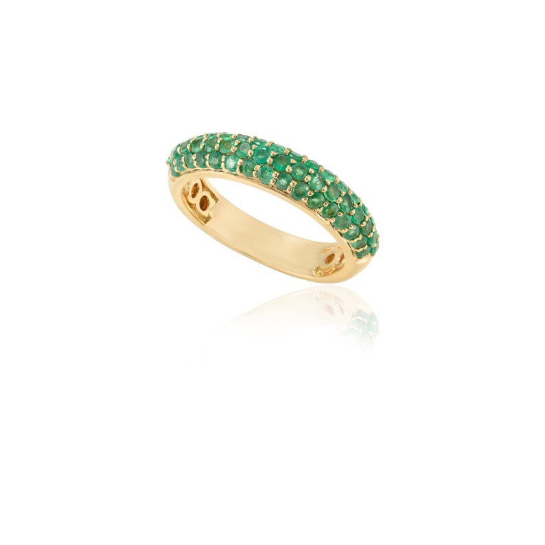 18K Gold Emerald Dome Style Band