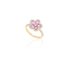 18K Gold Pink Sapphire Cherry Blossom Flower Ring Thumbnail