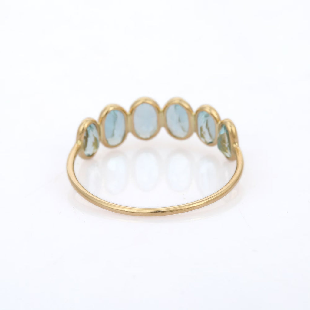 18K Bezel Set Aquamarine Half Eternity Band Image