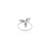 14K Solid White Gold Blue Sapphire Flower Ring Thumbnail