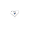 14K Solid White Gold Blue Sapphire Chevron Ring Thumbnail