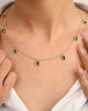 14K Solid Yellow Gold Emerald Charm Necklace Thumbnail