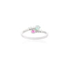 14K Solid White Gold Emerald Ruby Two Stone Ring Thumbnail