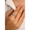 14K Solid White Gold Emerald Ruby Two Stone Ring Thumbnail