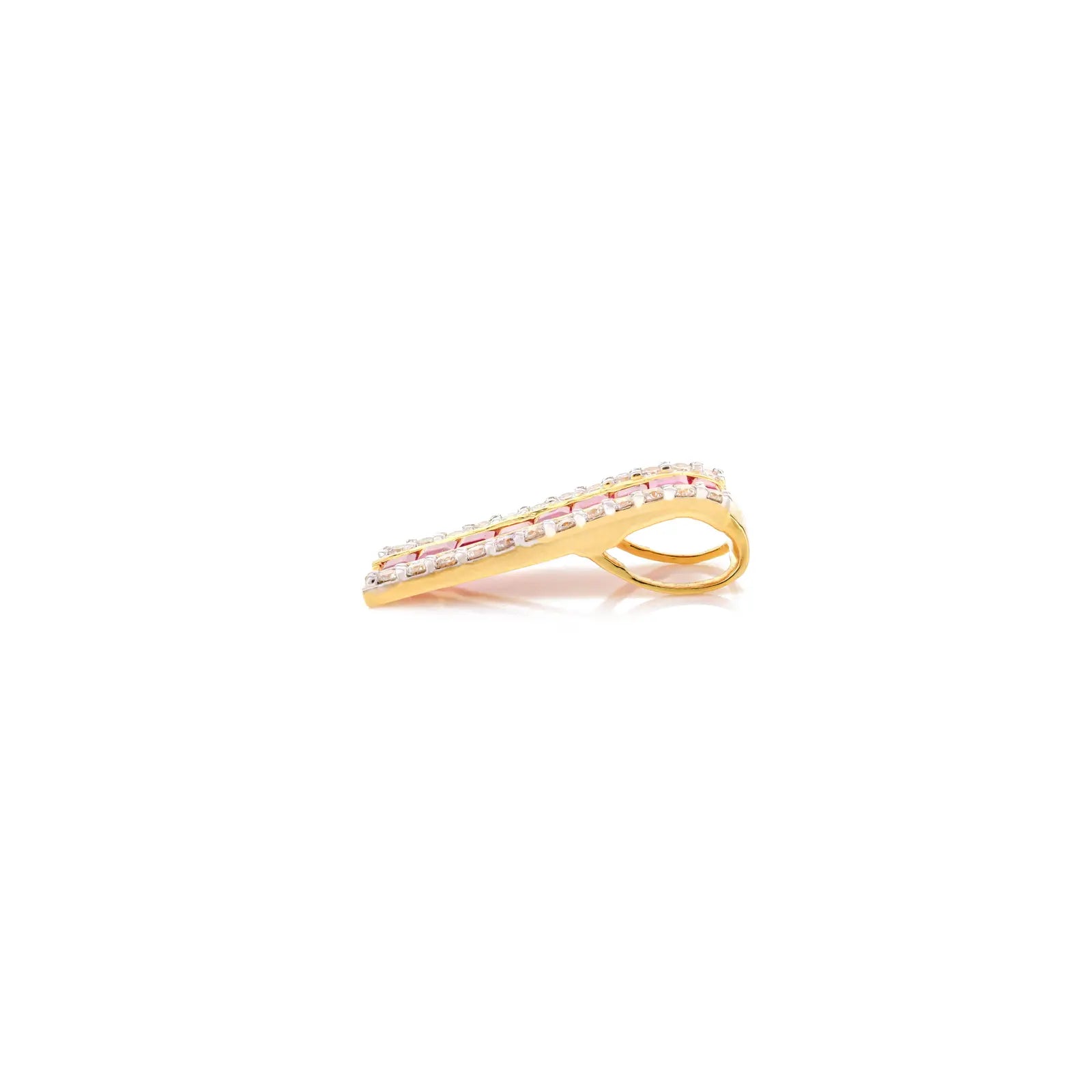 14K Solid Yellow Gold Ruby Diamond Bar Pendant